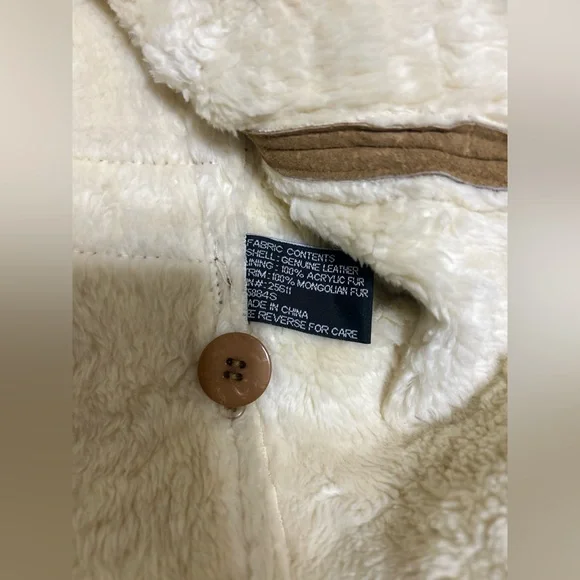 Vintage XOXO Leather Jacket Fur Collar Lined Women's Size XL Tan  Y2K 90s - Picture 6 of 13